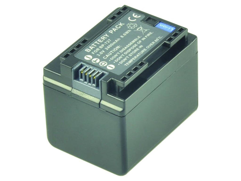 2-POWER Camcorder Battery 3.6V 2400MAH Replaces Canon BP-727 VBI9934C