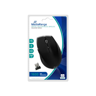 Mediarange Mouse Highline Óptico 5 Buttons Wireless Black — image 1