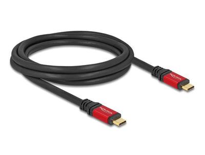 Delock 80091 USB Cable 5Gbps USB Type-c™ Male a Male PD 3.0 100W E-marker 2M Red Metal — image 1