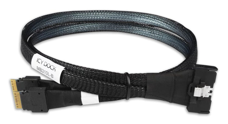 Cable Icy Box Mcio X8 SFF-TA-1016 2X Slimsas X4 SFF-8654 Black 50CM MB310L-B