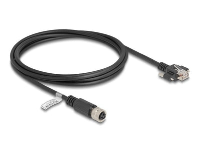 Delock M12 Cable D-kodiert 4 Pin Female a RJ45 Male CAT.5E FTP 2M Black — image 1