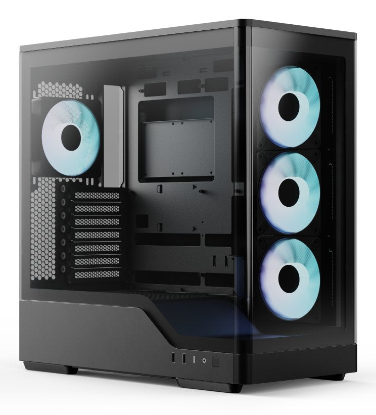 Aerocool PC Case P500A-BK-V1, Glass Tempered X 2 ACCM-PN08143.11 Black