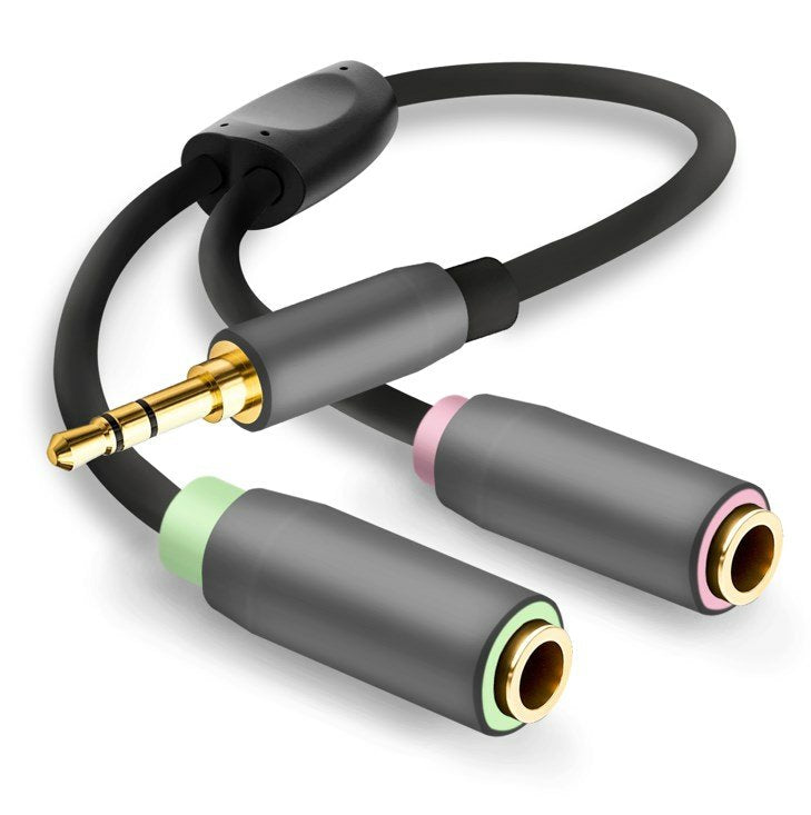 Helos Cable Adapter , Connector 3,5MM / 2 Connectors 3,5MM, Premium, Black