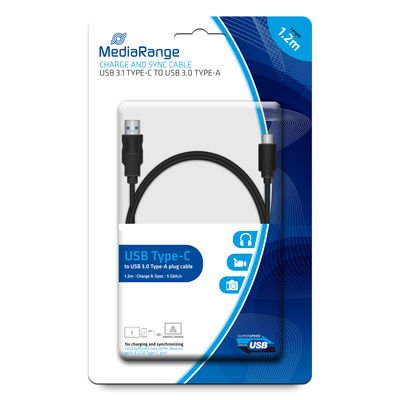 Mediarange Cable Charging And Datos USB 3.0A USB Type-c 1.2M Sc — image 1