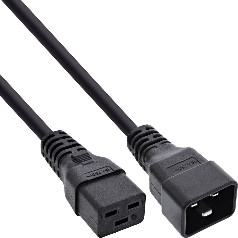 Inline Cable Power C19 a C20 3 Pines IEC Male a Female Black 0,75M