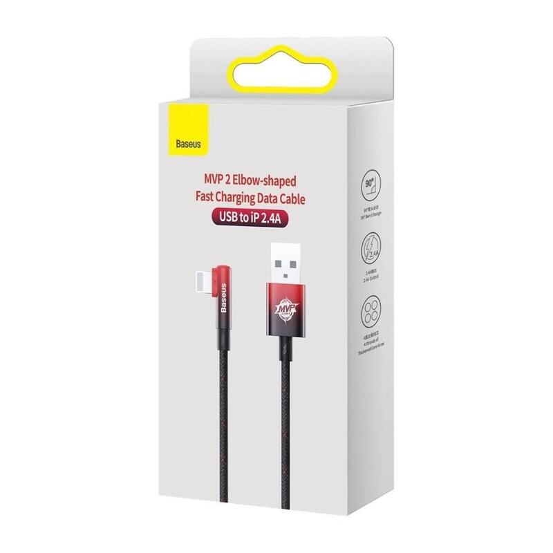 Baseus Data Cable Lightning 2.4A 1MT Mvp 2 Elbow-shaped Network Black CAVP000020