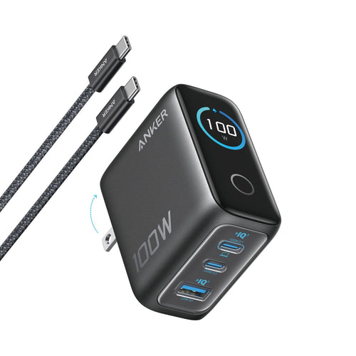 Anker Wall Charger 100W 3 Ports With Screen Smart Black — image 1