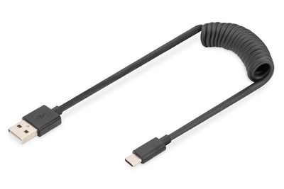 Digitus Spiralkabel Usb-a-usb-c 1M Usb-a-usb-c Black — image 1