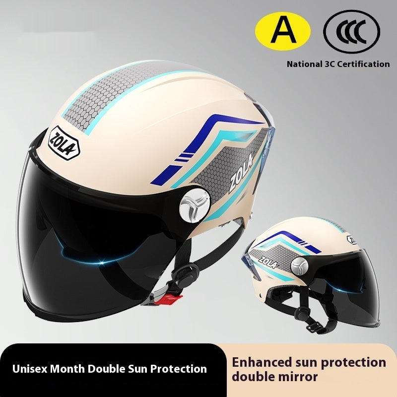 Men's And Women's Battery Motorcycle Four Seasons Universal Sun Protection Half Helmet
