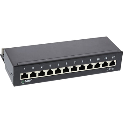 Inline Patch Panel CAT.6 12 Ports Assembly Desk / Wall Black RAL9005 — image 1