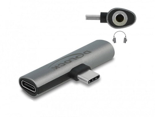 Delock Audio Adapter USB Type-c™ a Connector Jack Female And USB Type-c™ Pd Grey — image 1