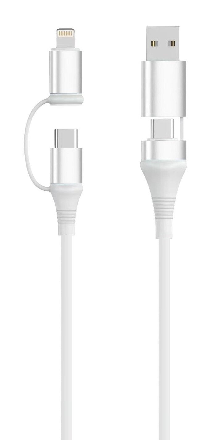 Ewent Cable EC1076 USB-C 4 1 - 60W - 2 Metres - Usb-c, Usb-a, Lightning - White