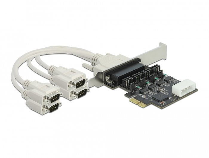 Pci Express X1 Card a 4 X Serie RS-232 With Power Supply 5V 12V