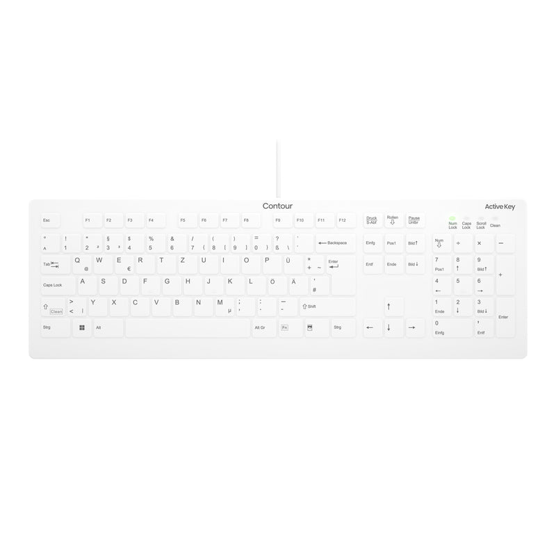 Contour Design Active Key AK-C8112 Keyboard Médico USB Qwertz German White