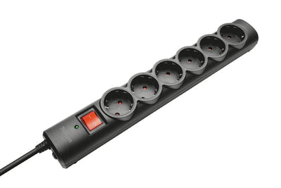 Trust Power Strip With Switch 21059 6 Sockets Power Cable 1.8M Black — image 1