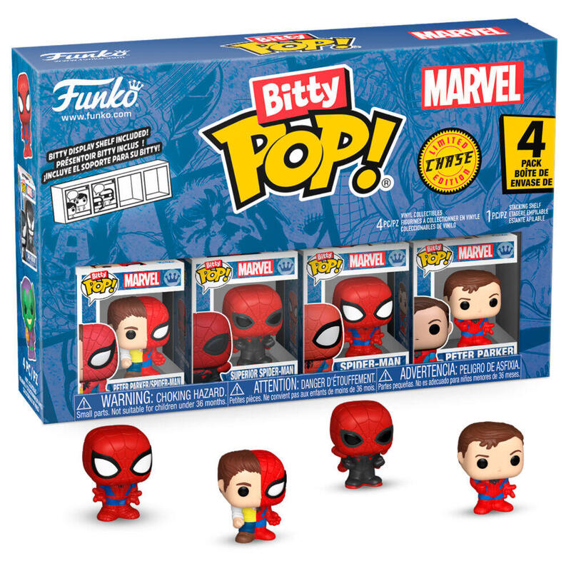 Blister 4 Figuras Bitty Pop Marvel Spider-man Parker Split