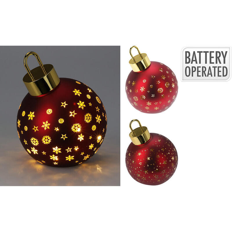 Bola Navidad LED Rojo Matte Blanco Cálido, Ø15CM