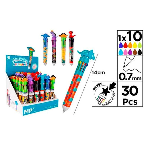 Pens 10 Colours 0,7MM Dinosaurios, Diseños Surtidos, 30 Units — image 1