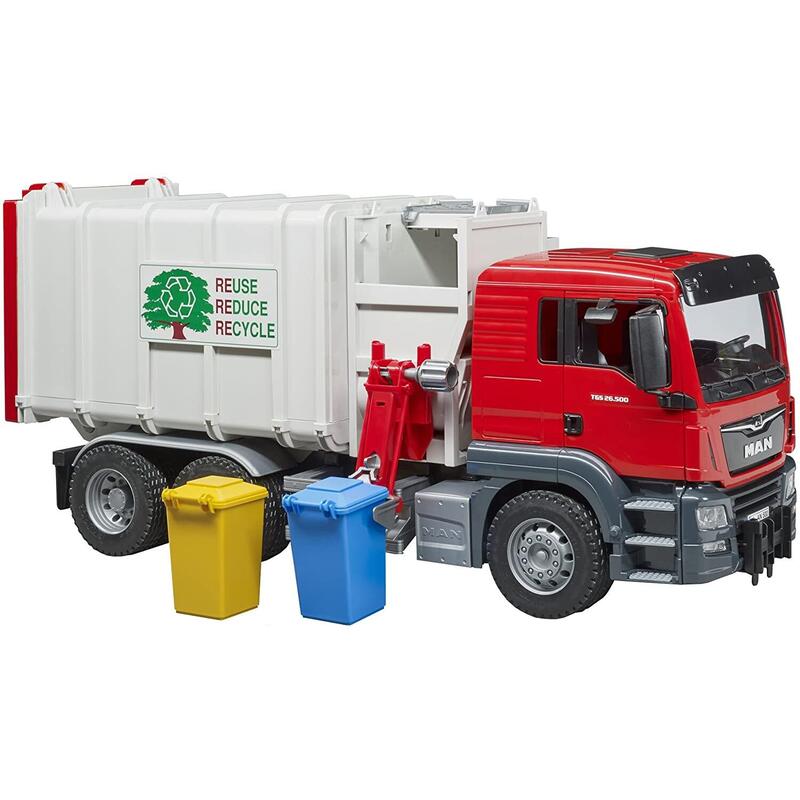 Bruder Man Tgs Camión Basura Con 2 Cubos Basura