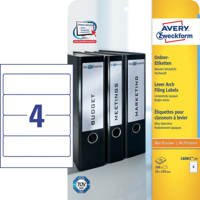 Avery Zweckform Labels Ring Binder L6061-25 White - 120 Units — image 1