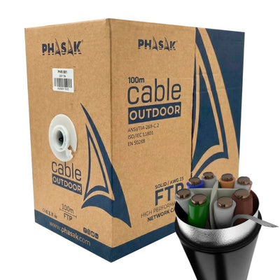 Phasak Bobina Cable RJ45 FTP Phr 681 CAT.6A 100M Grey — image 1