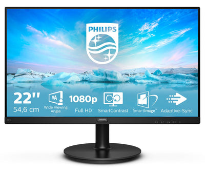 Philips Monitor V-line 221V8A 21.5' Full HD Multimedia Black — image 1