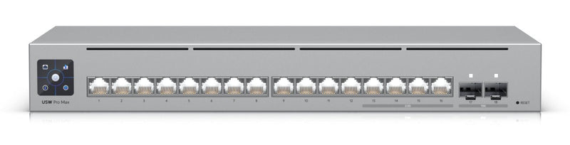 Ubiquiti USW-PRO-MAX-16-EU Unifi Layer 3 Etherlighting Switch With (12) GbE, (4) 2.5 GbE, And (2) 10G Sfp + Po