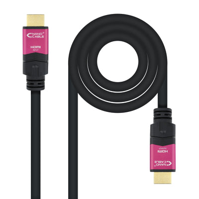 Nanocable HDMI Cable V2.0 Male With Repetidor a HDMI V2.0 Male 15M - 4K@60HZ 18Gbps - High Speed - Black/Pink — image 1