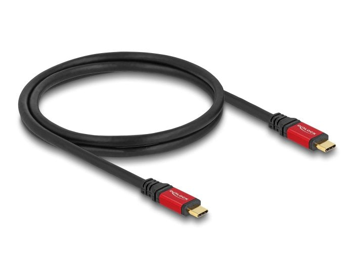 Delock 80090 USB Cable 5Gbps USB Type-c™ Male a Male PD 3.0 100W E-marker 1M Red Metal
