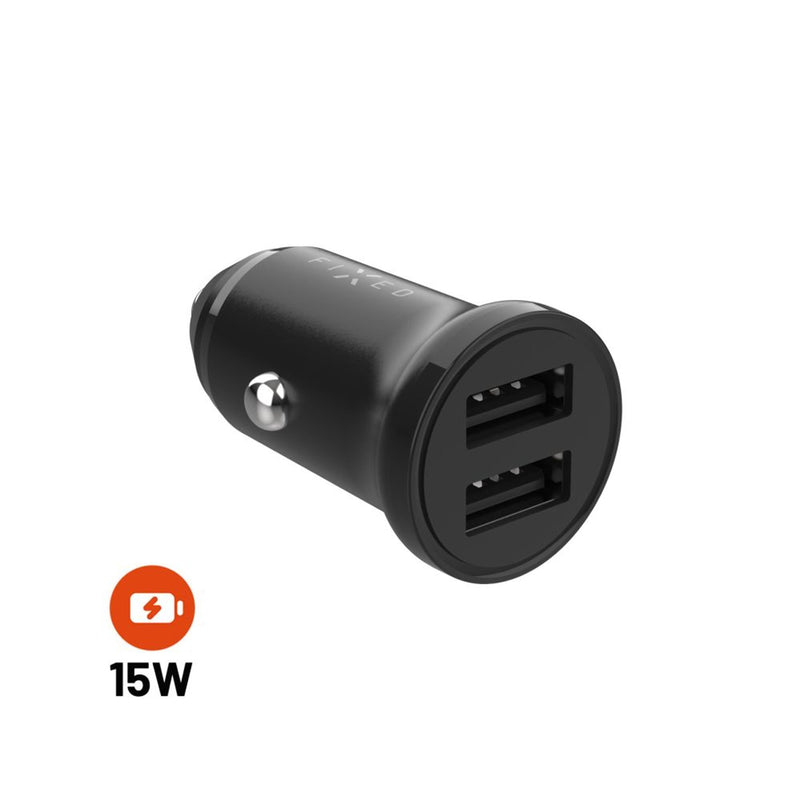 Fixed Dual USB Car Charger 15W, Black