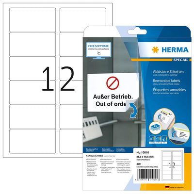 Herma Labels A4 White 88,9X46,6MM Paper Removible 300 Units — image 1