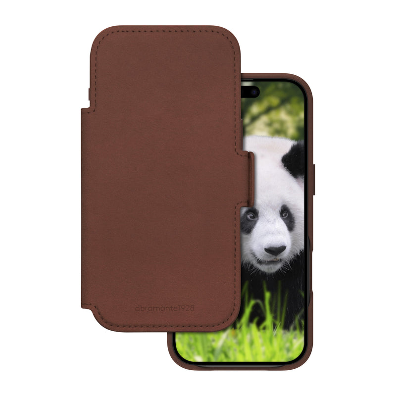 DBRAMANTE1928 Lynge Case With Cover Phone Mobile Phone Compatibilidad With Magsafe Leather Grano Entero Bronce