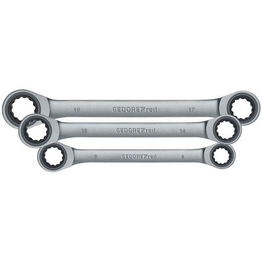 Gedore Set Of Keys Carraca Combinadas Dobles, Colour Red 6 Pieces 3300898