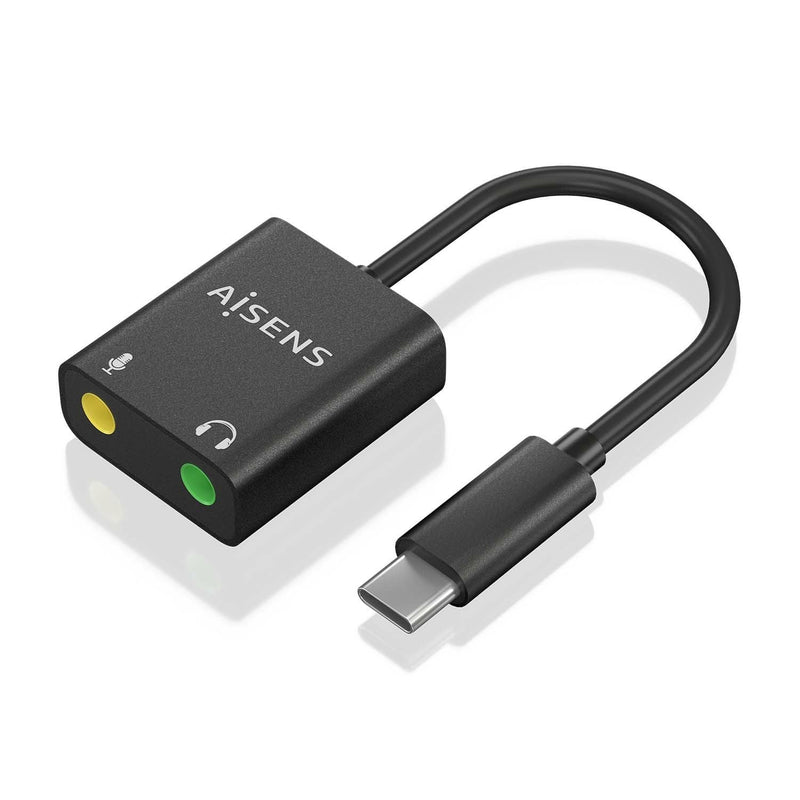 Aisens Converter USB-C a Audio 48KHZ - USB-C/M-2XJACK 3.5/H - 10CM - Black