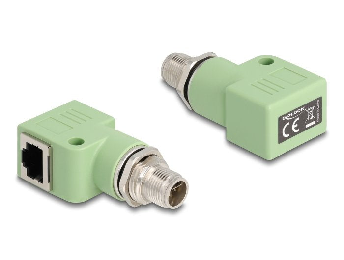 Delock M12 Adapter X-kodiert 8 Pin Connector Male a RJ45 Connector Female CAT.5E With Orificio Fijación 90° An
