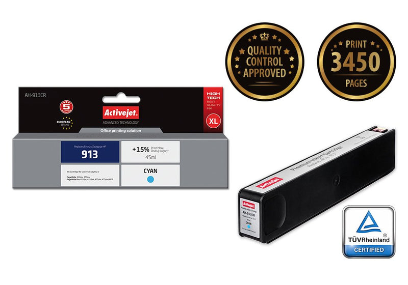 Activejet Ink Ah-913CR (reemplazo HP 913 F6T77AE - Premium - 45ML - Cyan