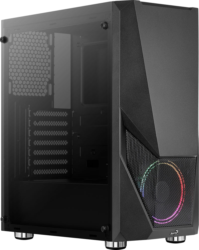 Aerocool PC Case Zauron Black 2*USB 3.0 USB 2.0 Audio HD GPU Up To 325MM Panel Side Transparent Fan Saturn 12
