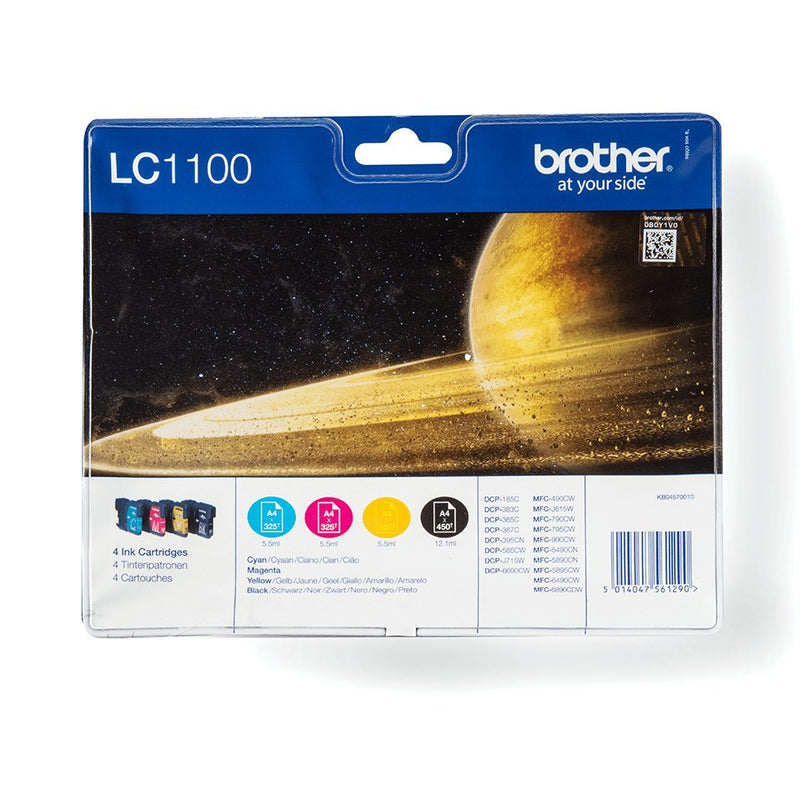 Brother LC-1100VALBPDR Ink Cartridge Genuine Black Cyan Magenta Yellow 4 Pieces