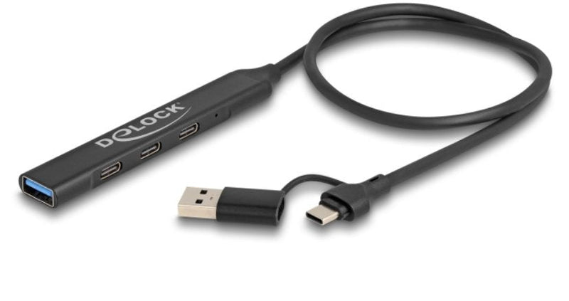 Delock Hub 4 Port Slim USB With USB Type-c Or USB Typ-a a