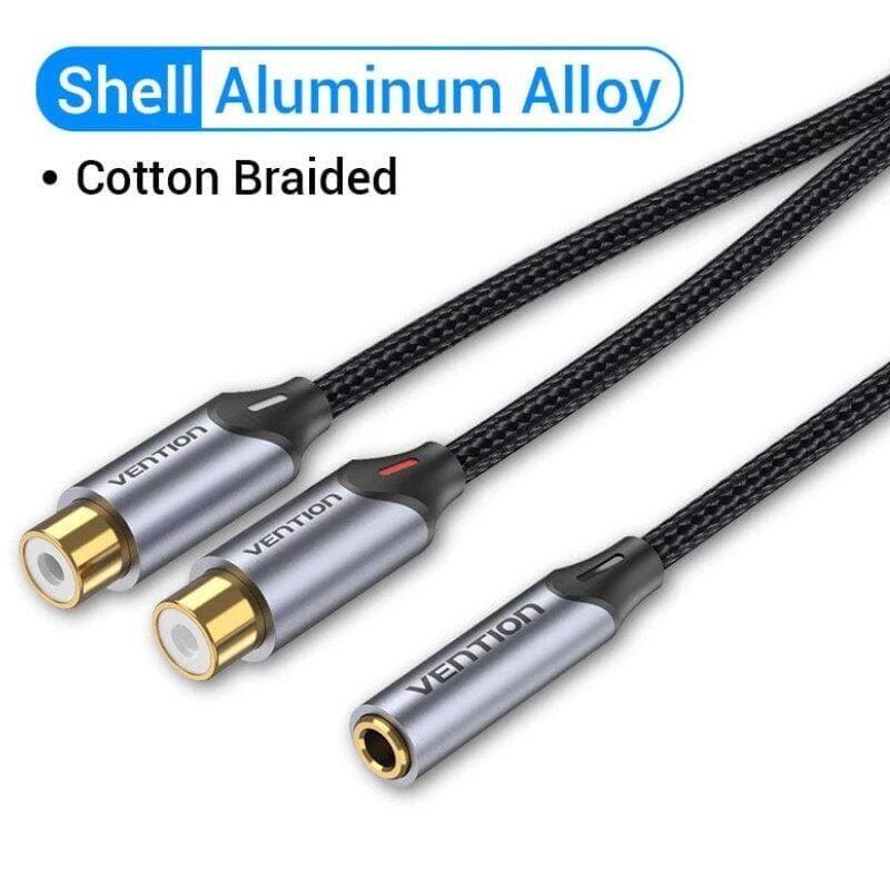 Vention Cable Stereo Bcohy Jack 3.5 Female 2X Rca Male 30CM Grey