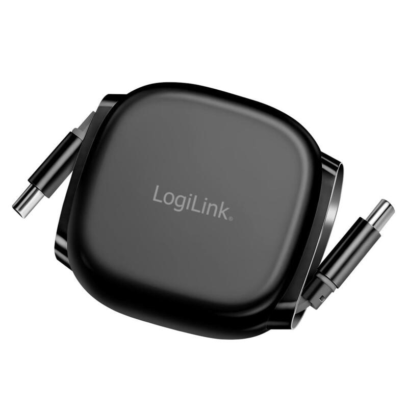 Logilink Cable CU0500 USB 2.0 Type-c M To M Retractable 480Mbps 60W Black 1M