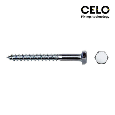 Celo Box 100 Unid. Tirafondo Hexagonal Din/Ref 571 Ø8X80MM Zincado — image 1