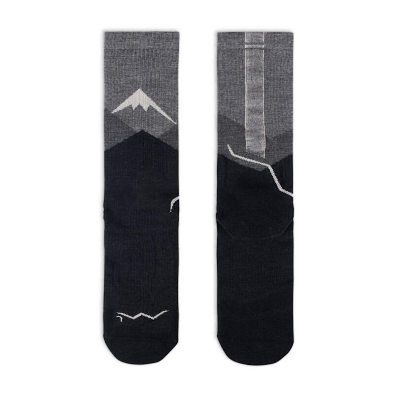 Buff Socks Merino Lightweight Crew Sock LWC1, Grey Black L