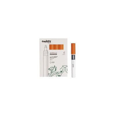 Carioca Plus Pack 6 Marcadores Acrilicos - Punta 2MM - Orange — image 1