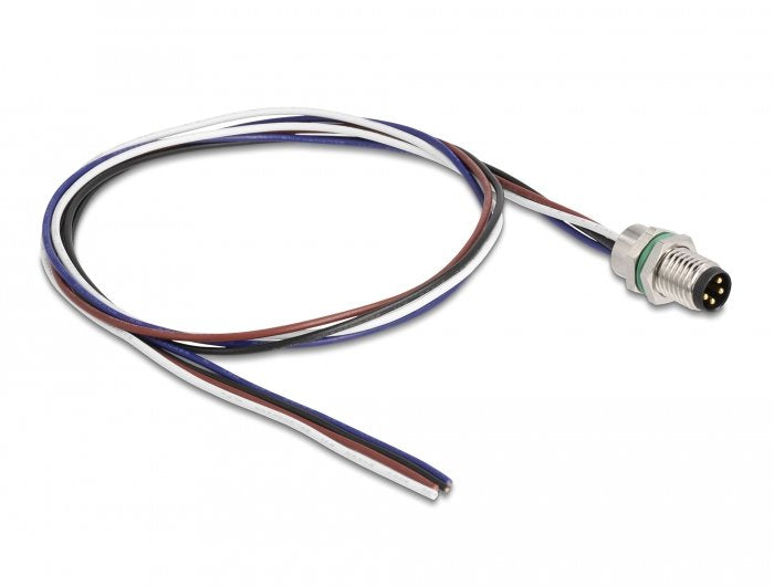 Delock M8 Recessed Cable A-kodiert 4 Pin Connector Male Panel With Offenen Cables Front Assembly 0,5M