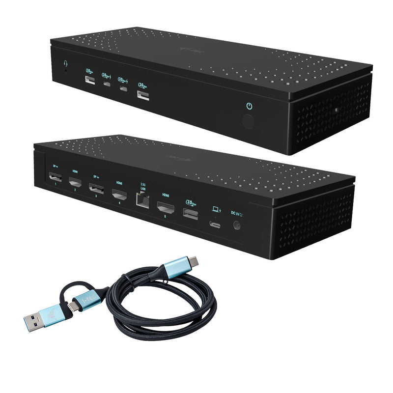I-tec Universal 5X 4K/60HZ Display Docking Station 2XDP 3x HDMI LAN 2,5Gbps Audio 2x USB-C Power Delivery 100W
