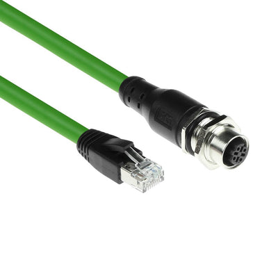 Industrial 5.00 Meters Sensor Cable M12D 4-PIN Female Chassis To RJ45 Male, Superflex Xtreme Tpe Cable Shielde — image 1