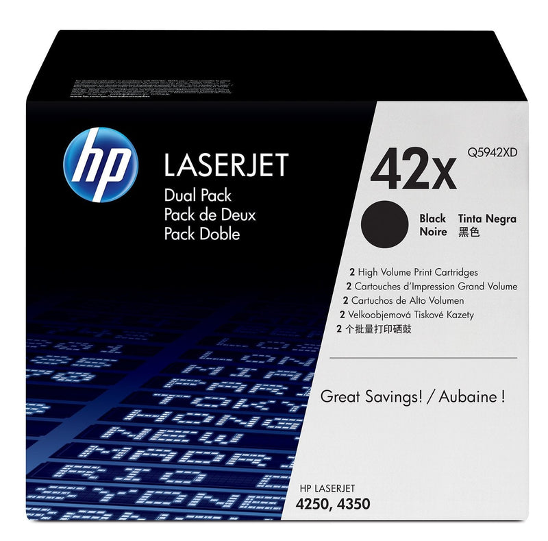HP Genuine Toner 42X Black Pack 2 Units Q5942X