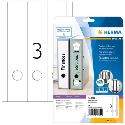 Herma Labels Ring Binder 59,0 X 297,0MM White — image 1