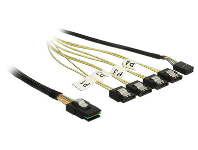 Delock 83319 Cable Mini Sas SFF-8087 4 X Inversión SATA 7 Contactos + Band Side 1M — image 1